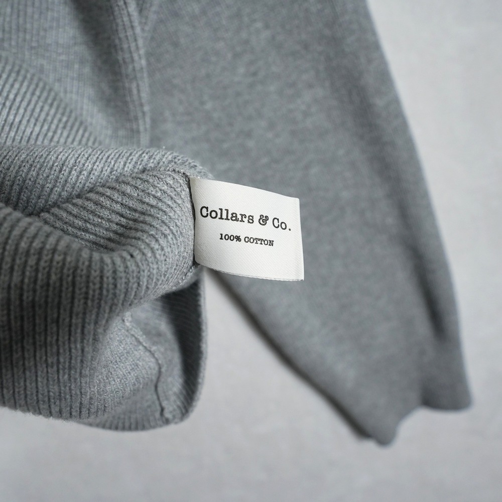 Collars & Co Mens Luxury Cotton Knit Hoodie Gray Raglan Pullover Sweater Size M - Picture 5 of 7